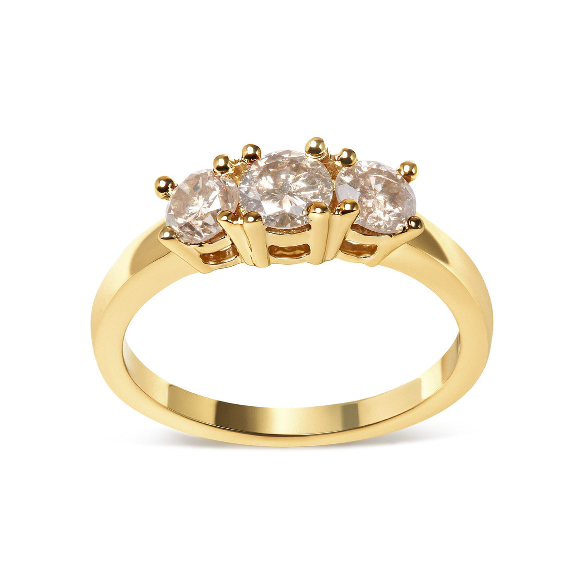 10K yellow gold champagne diamond three-stone band ring size 7 by Bids.com on Tampa Home & Garden Store