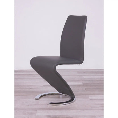 Marcus Horseshoe Dining Chair gray faux leather with chrome base on Tampa Home & Garden Store on Tampa Home & Garden Store