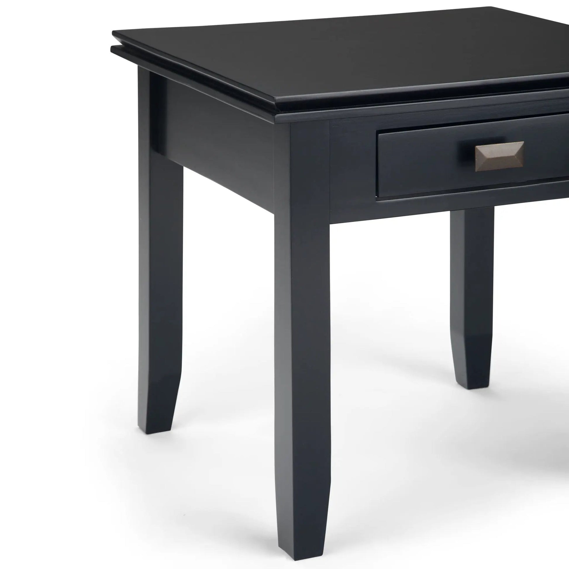 Artisan Handcrafted End Table in black finish with a single drawer and bronze square knob on Tampa Home & Garden Store