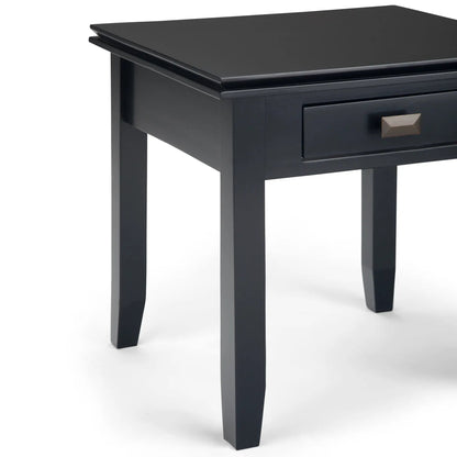 Artisan Handcrafted End Table in black finish with a single drawer and bronze square knob on Tampa Home & Garden Store
