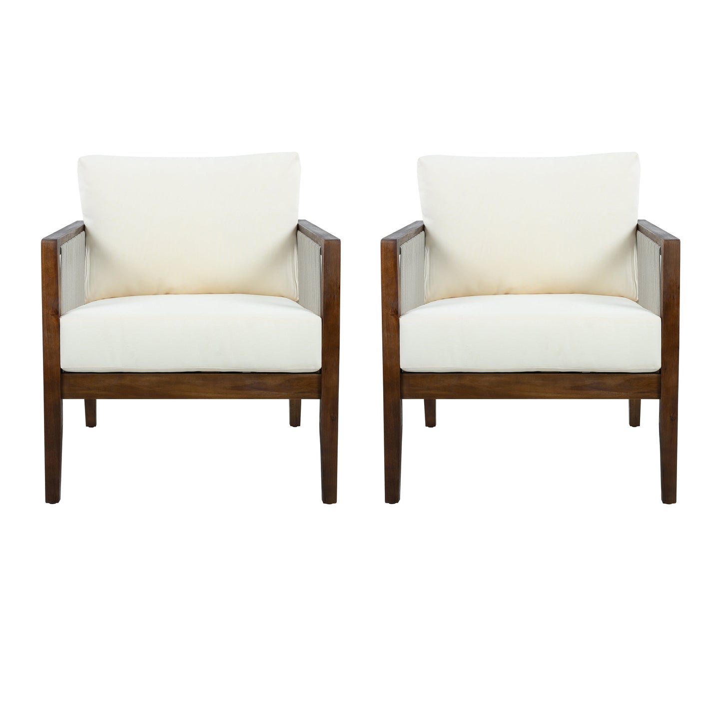Outdoor Acacia Wood Club Chairs with Rope Back
