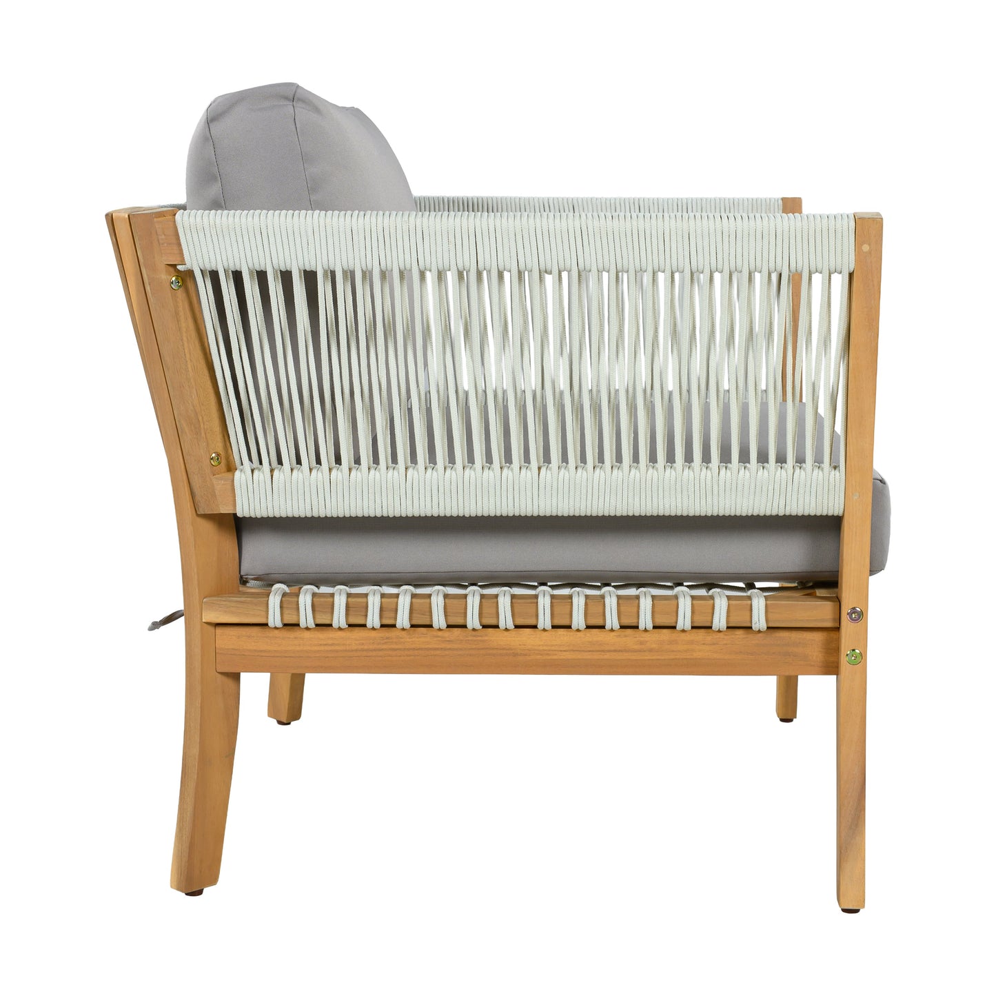 Acacia Wood Patio Chair and Woven Rope Accents