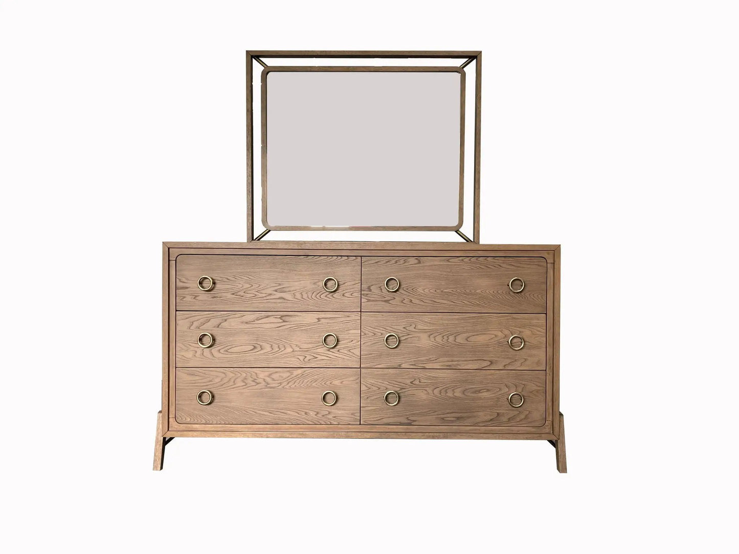 Mirror Light Brown Finish for Dresser Mounted