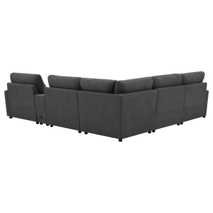 Hollander 6-piece modular power reclining sectional in dark gray fabric on Tampa Home & Garden Store