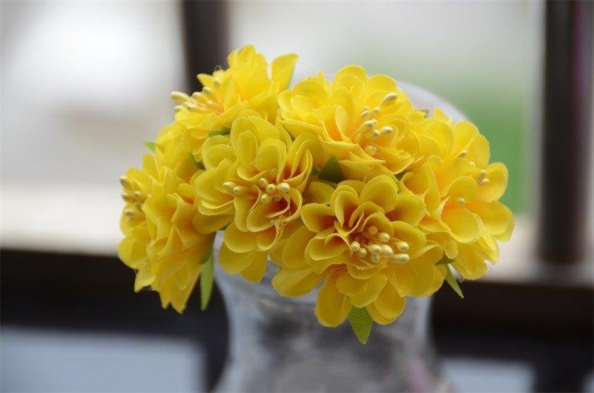 6pcs Silk Stamen artificial flower bouquet yellow for wedding decor Stevvex on Tampa Home & Garden Store