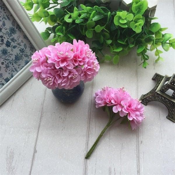 Silk stamen artificial pink flower bouquet set, 6pcs with stems, Stevvex on Tampa Home & Garden Store