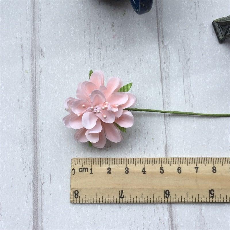 pink silk stamen artificial flower with green stem and leaves, pale pink petals, ~5 cm bloom on Tampa Home & Garden Store