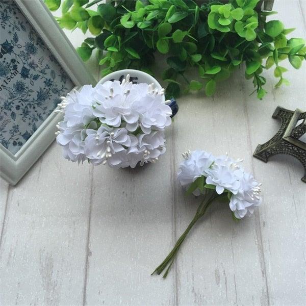 Stevvex white silk stamen artificial flower bouquet pair with hydrangea-style blossoms on Tampa Home & Garden Store