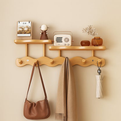 Bamboo wall coat rack with shelves and hooks Moktan Sabai entryway organizer on Tampa Home & Garden Store