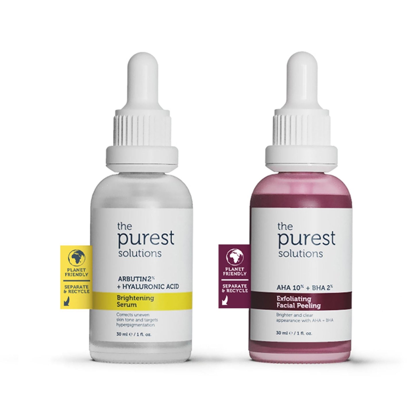 The Purest Solutions acne serums duo in white and pink bottles with planet-friendly labels on Tampa Home & Garden Store