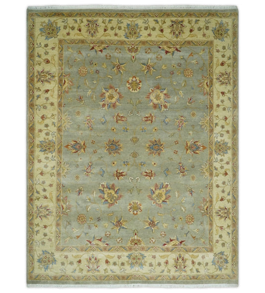 6x8 Fine Hand Knotted Silver and Ivory Traditional Vintage Persian Style Antique Wool Rug | AGR30 - Tampa Home & Garden Store
