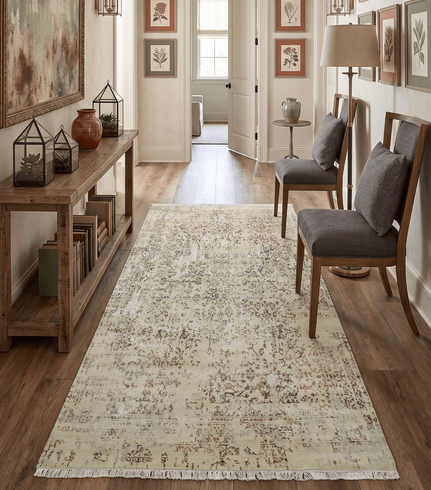 6x9 Fine Hand Knotted Beige and Rust Traditional Vintage Persian Style Antique Wool and Silk Rug | AGR2
