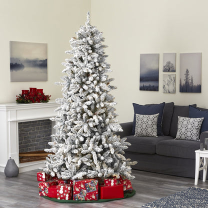 7.5’ Flocked Livingston Fir Artificial Christmas Tree with Pine Cones and 1336 Bendable Branches - Tampa Home & Garden Store