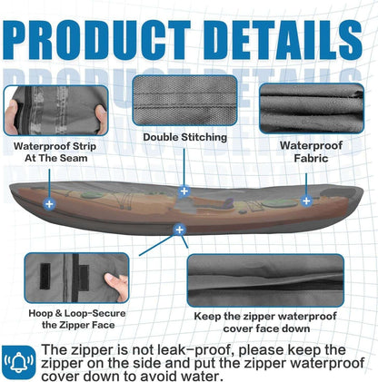 600D Kayak Cover by Dikasun Outdoor with upgraded zipper, waterproof fabric, UV protection on Tampa Home & Garden Store