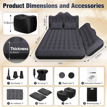 Backseat air mattress by Dikasun Outdoor, 24in width, black for SUV/Car on Tampa Home & Garden Store