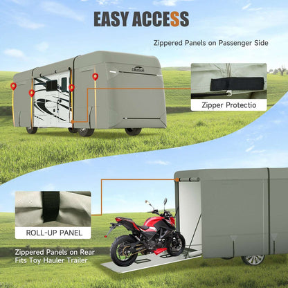 Class A RV Cover by Dikasun Outdoor, 7-layer heavy-duty anti-UV waterproof motorhome gray on Tampa Home & Garden Store