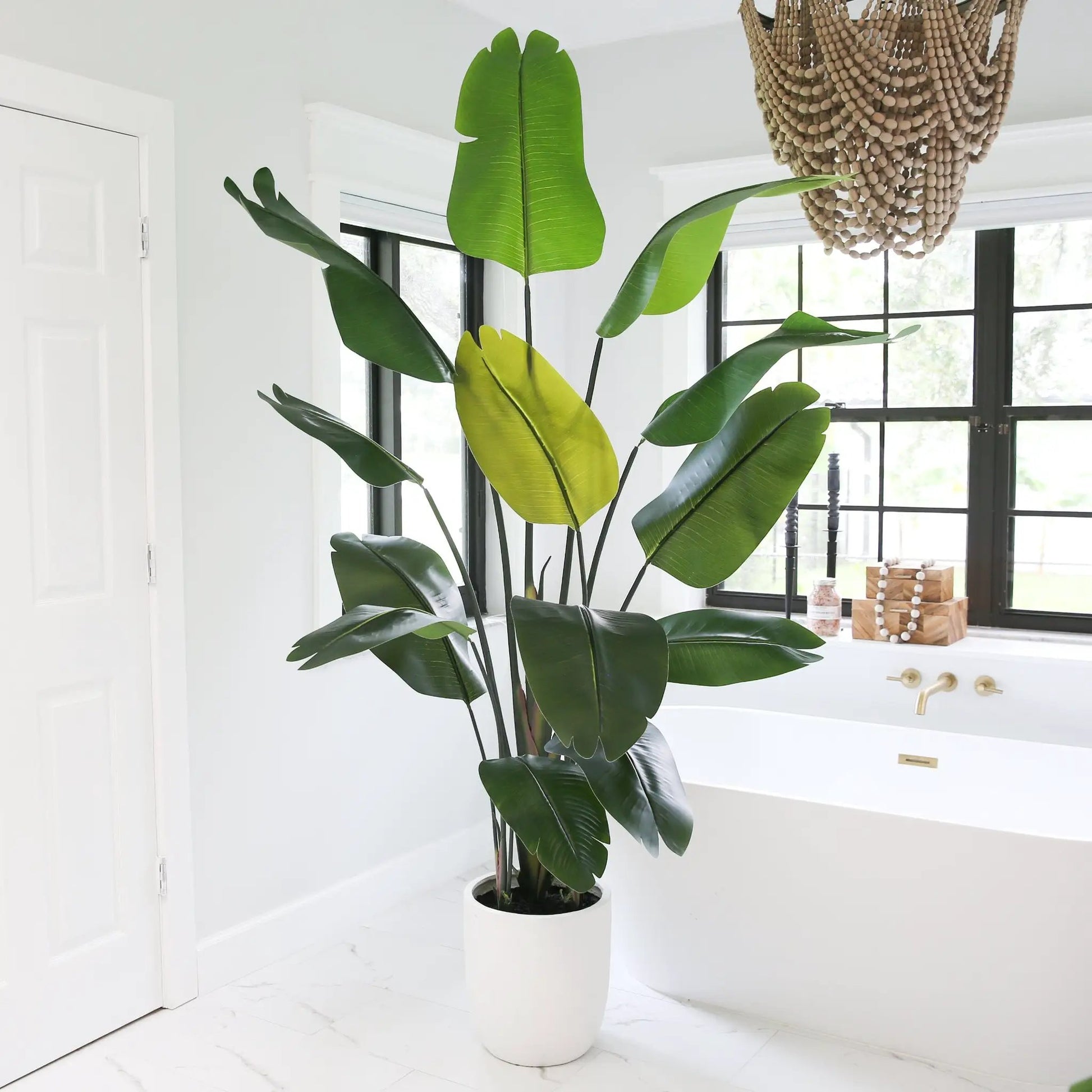 7' Artificial Bird of Paradise Tree with Resin Stone Planter - Tampa Home & Garden Store