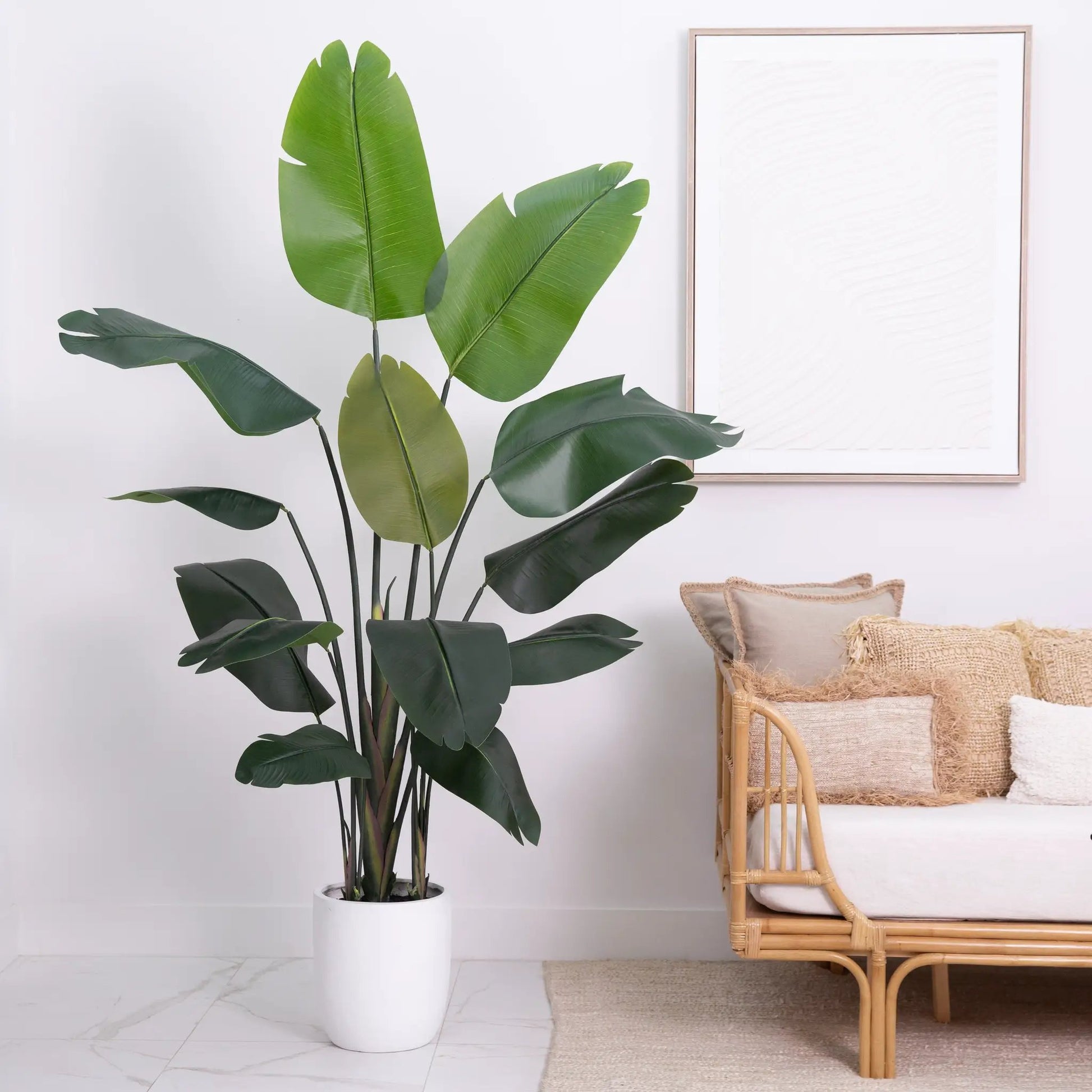 7' Artificial Bird of Paradise Tree with Resin Stone Planter - Tampa Home & Garden Store