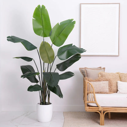 7' Artificial Bird of Paradise Tree with Resin Stone Planter - Tampa Home & Garden Store