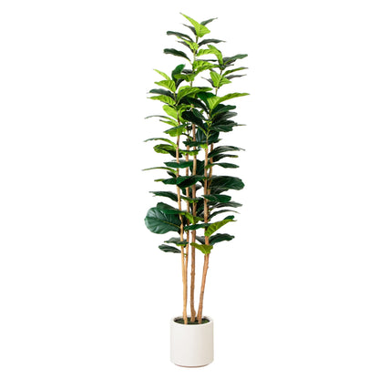 7’ Artificial Fiddle Leaf Tree in Decorative White Planter - Tampa Home & Garden Store