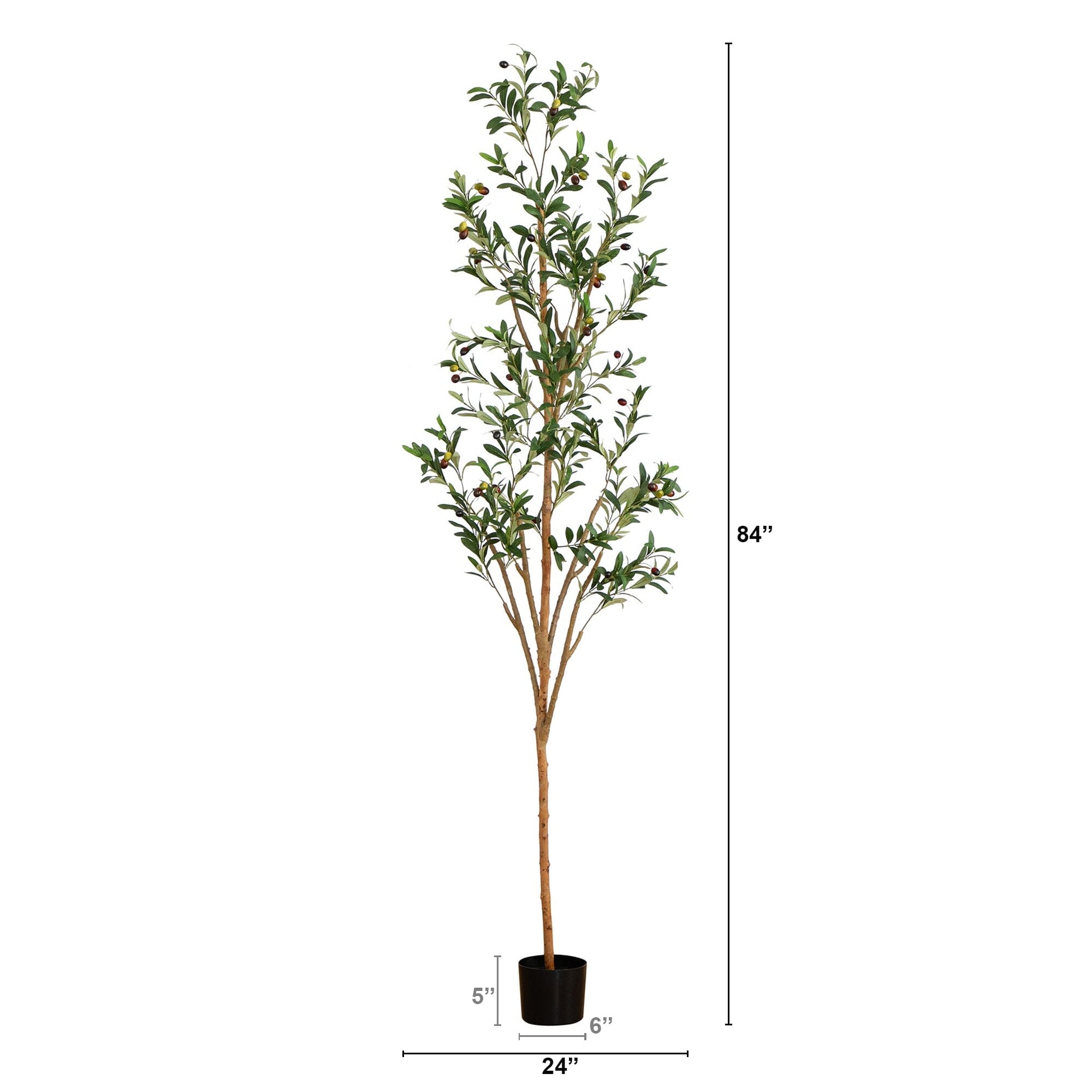 7' Artificial Olive Tree with Natural Trunk - Tampa Home & Garden Store