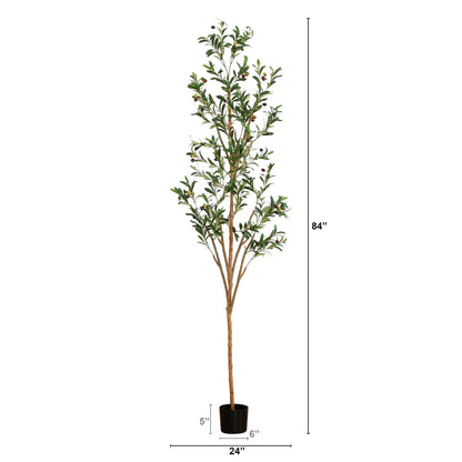 7' Artificial Olive Tree with Natural Trunk - Tampa Home & Garden Store