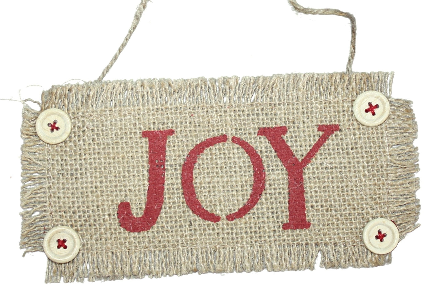 7 Inch Burlap Word Ornament - Joy - Tampa Home & Garden Store