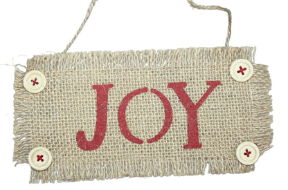 7 Inch Burlap Word Ornament - Joy - Tampa Home & Garden Store