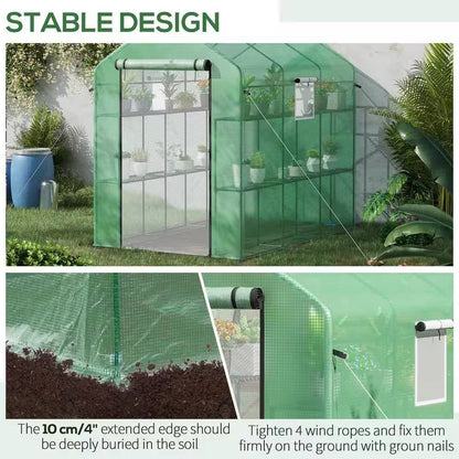 7 ft x 4.7 ft Oudoor Greenhouse with Steel Frame and Green PE Cover - Tampa Home & Garden Store