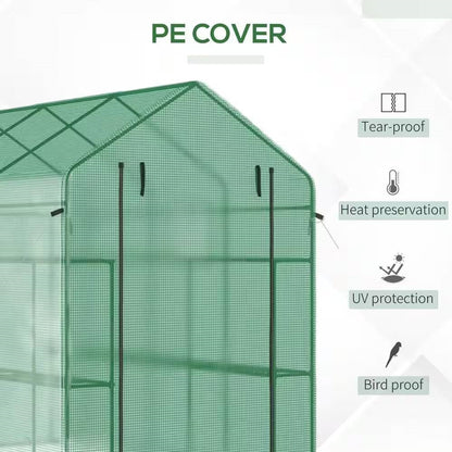 7 ft x 4.7 ft Oudoor Greenhouse with Steel Frame and Green PE Cover - Tampa Home & Garden Store