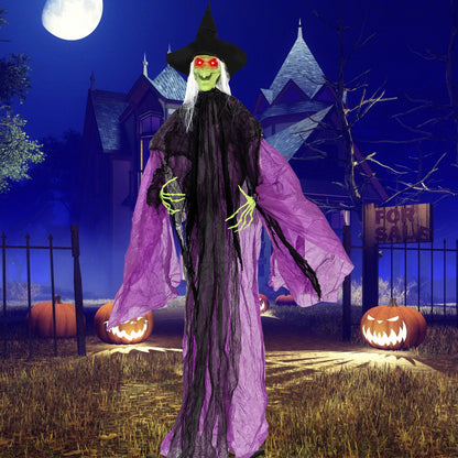 7.2 ft Halloween Standing Witch DirectDeals red eyes and auto arm movement in purple gown on Tampa Home & Garden Store
