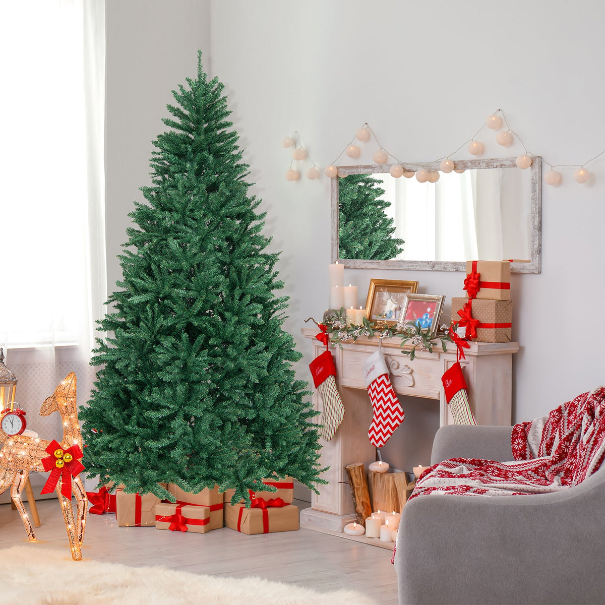 DirectDeals 7.5 ft artificial Christmas tree with folding metal stand in green on Tampa Home & Garden Store