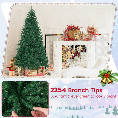 DirectDeals 7.5 ft artificial Christmas tree in green with folding metal stand in a festive room on Tampa Home & Garden Store