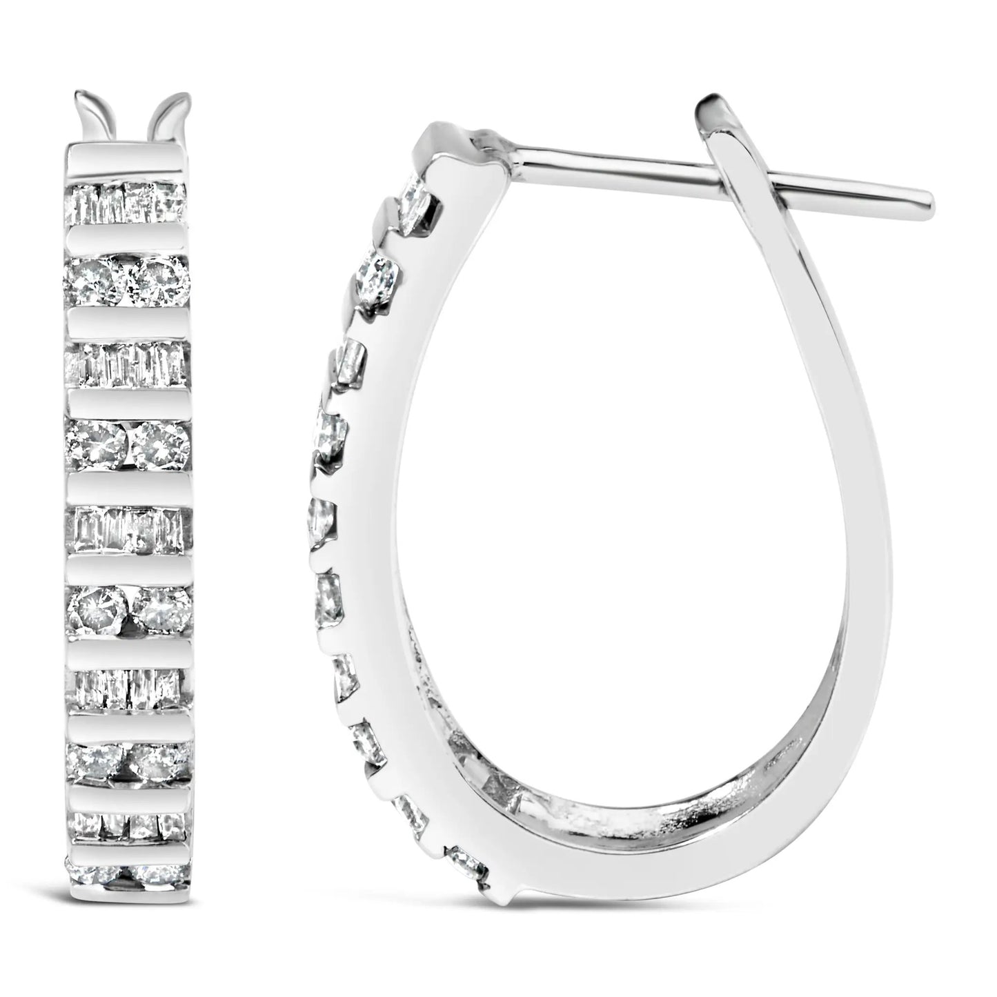 10K white gold diamond U-hoop earrings, 1.0 cttw, I-J color, I2-I3 clarity, by Bids.com on Tampa Home & Garden Store