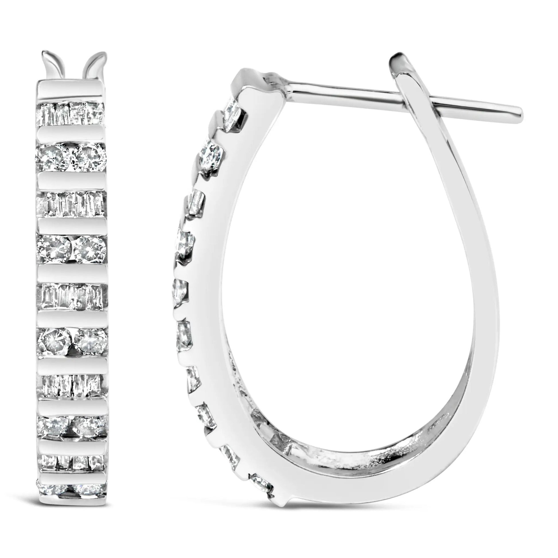 10K white gold diamond U-hoop earrings, 1.0 cttw, I-J color, I2-I3 clarity, by Bids.com on Tampa Home & Garden Store