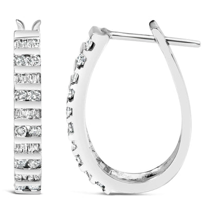10K white gold diamond U-hoop earrings, 1.0 cttw, I-J color, I2-I3 clarity, by Bids.com on Tampa Home & Garden Store
