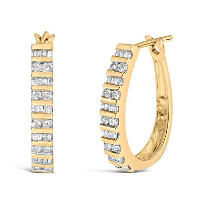 Earrings: 10K white gold alternating diamond U hoop earrings, 1.0 cttw, I-J color, I2-I3 clarity, by Bids.com on Tampa Home & Garden Store