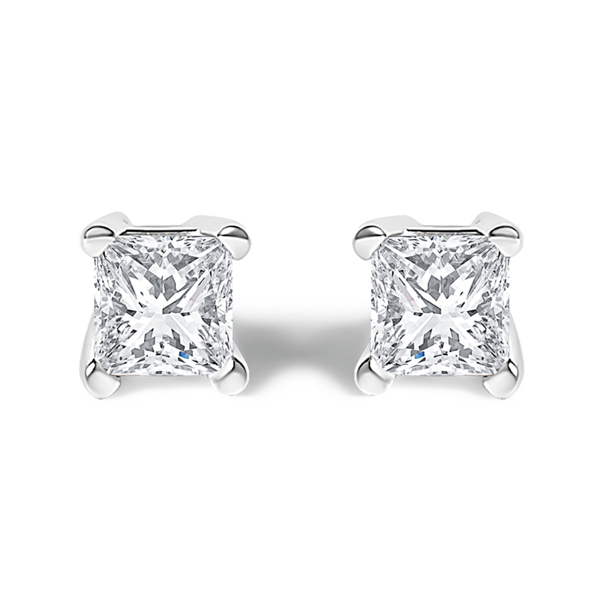 14K white gold princess-cut lab-grown diamond stud earrings pair, 1/2 cttw, F-G, VS2-SI1 on Tampa Home & Garden Store