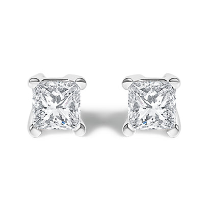 14K white gold princess-cut lab-grown diamond stud earrings pair, 1/2 cttw, F-G, VS2-SI1 on Tampa Home & Garden Store
