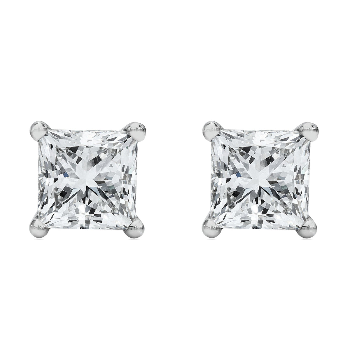 Diamond stud earrings 14K white gold, lab-grown princess-cut, 1/2 cttw, two pieces on Tampa Home & Garden Store