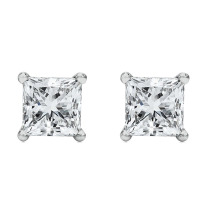 Diamond stud earrings 14K white gold, lab-grown princess-cut, 1/2 cttw, two pieces on Tampa Home & Garden Store