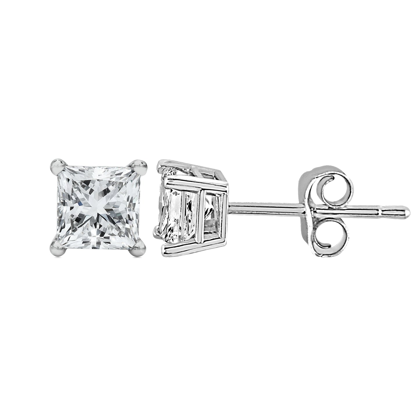 Earrings 14K white gold princess-cut lab-grown diamond stud 1/2 ctw by Bids.com on Tampa Home & Garden Store