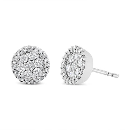 14K white gold diamond halo stud earrings, round brilliant-cut 1.0 cttw, pair, Bids.com on Tampa Home & Garden Store