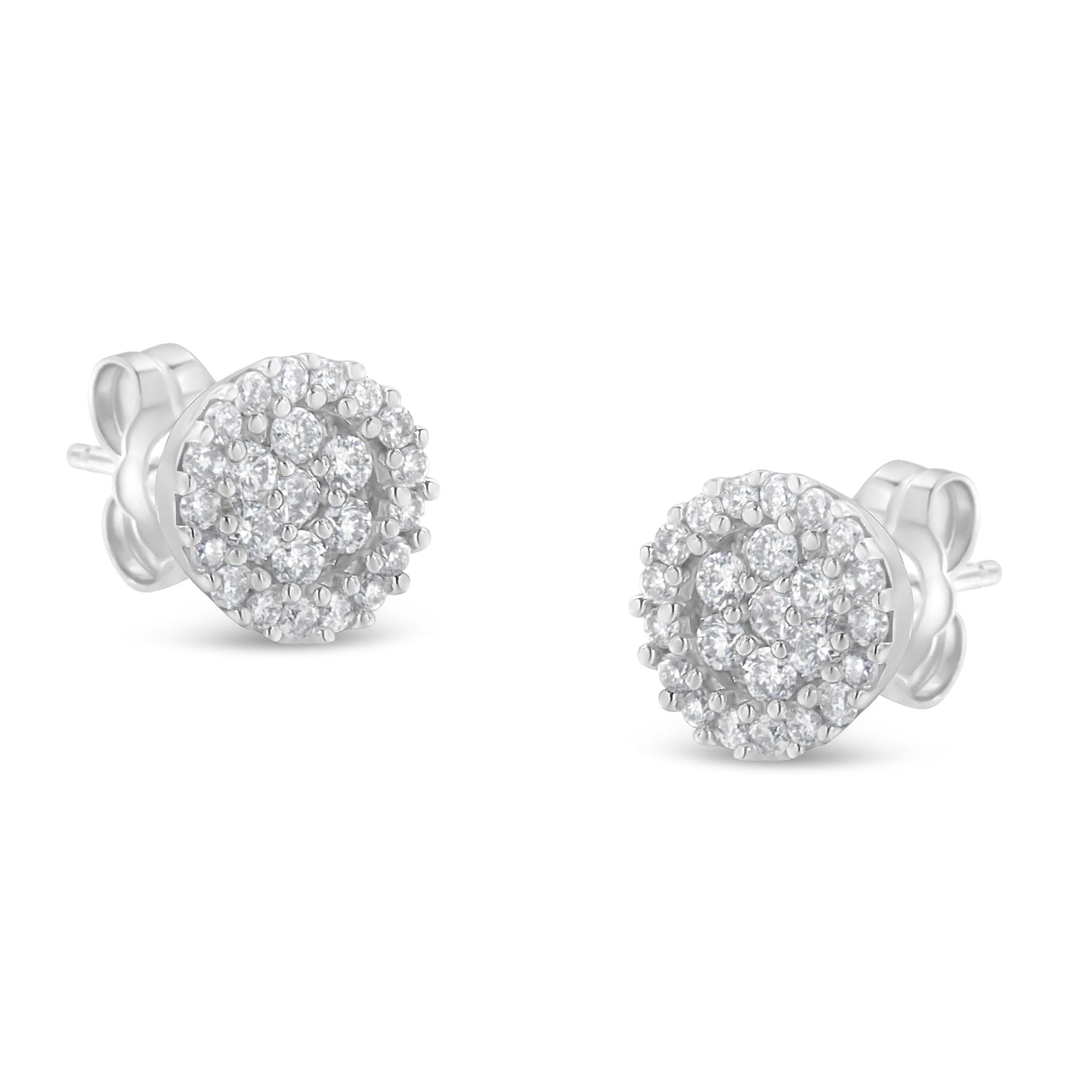 14K white gold halo-style diamond cluster round button stud earrings, Bids.com pair on Tampa Home & Garden Store