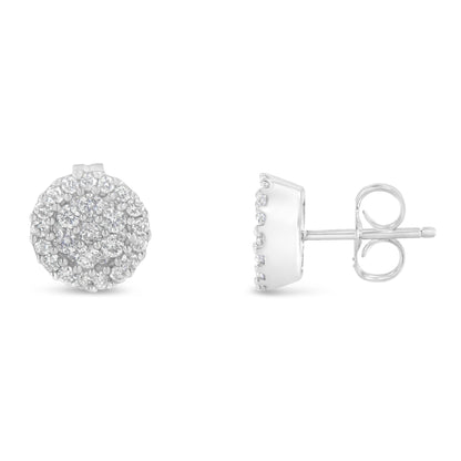 Pair of 14K white gold diamond halo stud earrings, 1/2 ct tw, H-I color, I1-I2 clarity on Tampa Home & Garden Store
