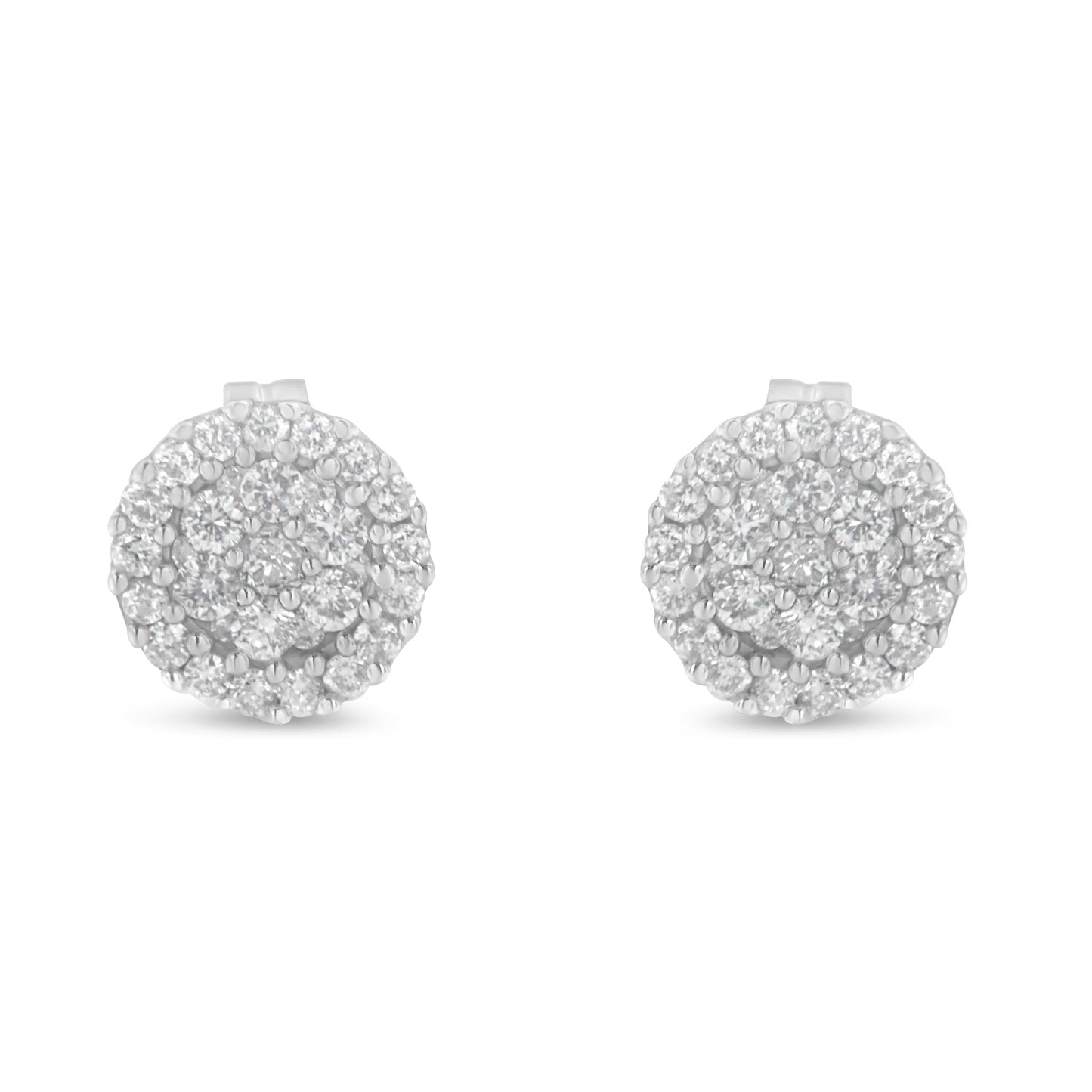 14K white gold halo diamond stud earrings pair, 1/2 cttw brilliant-cut diamonds, Bids.com on Tampa Home & Garden Store