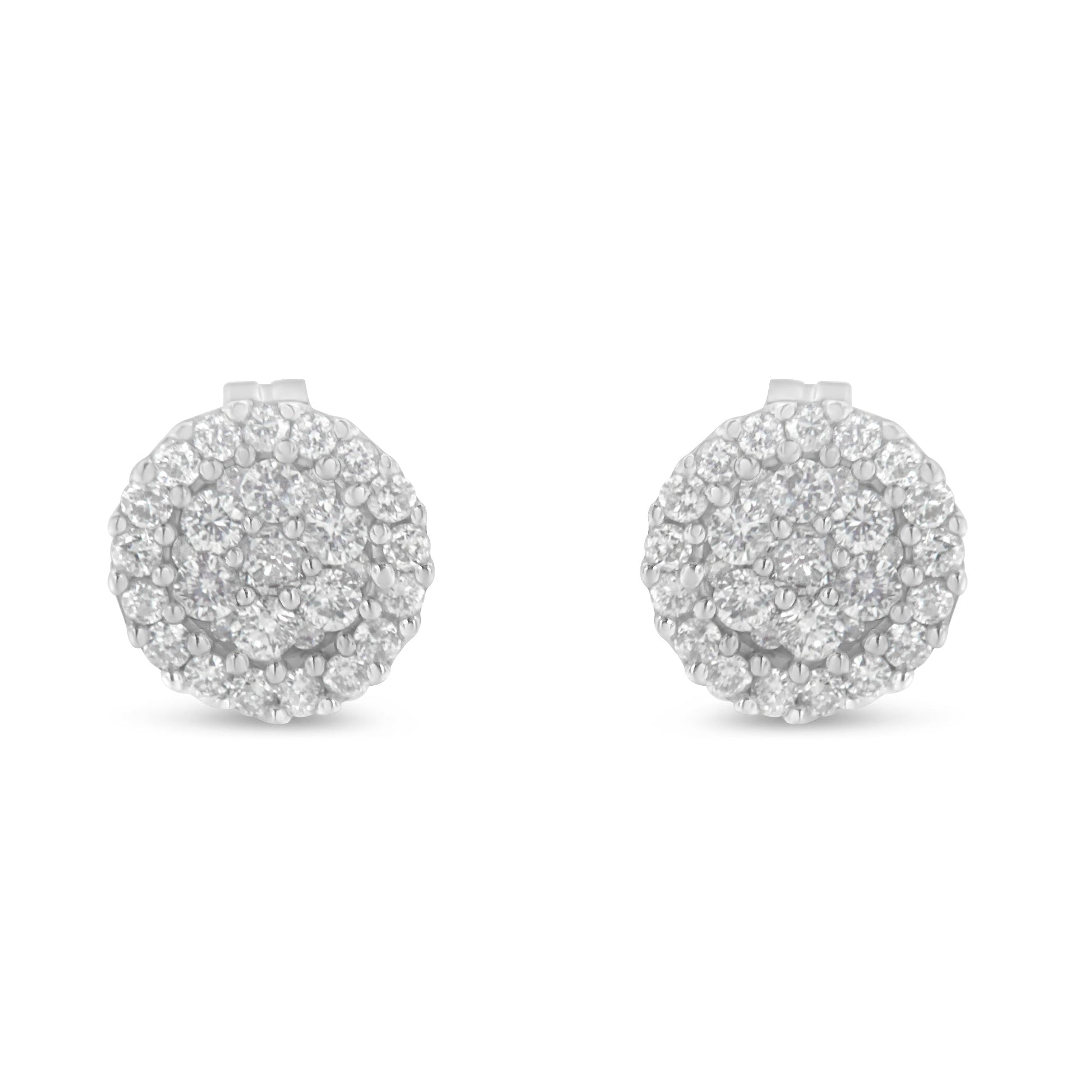 14K white gold halo diamond stud earrings pair, 1/2 cttw brilliant-cut diamonds, Bids.com on Tampa Home & Garden Store