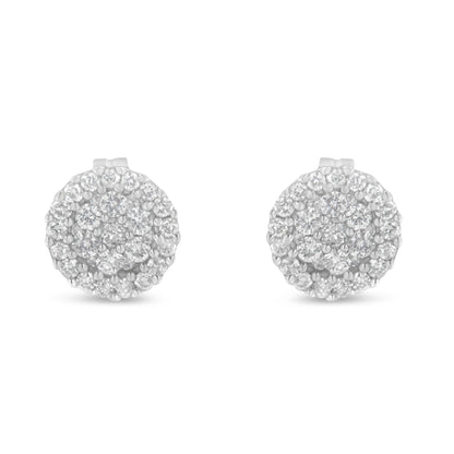 14K white gold halo diamond stud earrings pair, 1/2 cttw brilliant-cut diamonds, Bids.com on Tampa Home & Garden Store