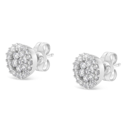 3 pairs of 14K white gold diamond halo cluster round button stud earrings 1/2 cttw, Bids.com on Tampa Home & Garden Store
