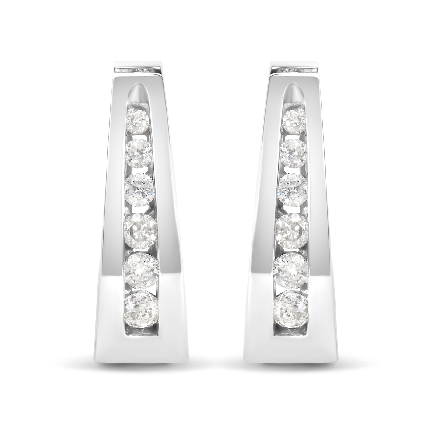 Pair of 14K white gold channel-set diamond hoop earrings, 1/4 cttw, H-I color I1-I2, Bids.com on Tampa Home & Garden Store